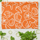 Bright Orange Seashell Art Pattern Küchentücher (Gefaltet)