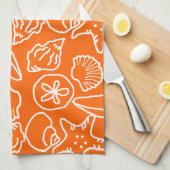 Bright Orange Seashell Art Pattern Küchentücher (Viertel Falte)
