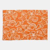 Bright Orange Seashell Art Pattern Küchentücher (Horizontal)
