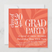 Bright Orange Simple Colorful Grad Party Einladung (Vorderseite)
