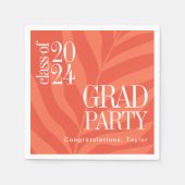 Bright Orange Simple Grad Party mit Namen Serviette (Vorderseite)