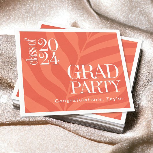 Bright Orange Simple Grad Party mit Namen Serviette