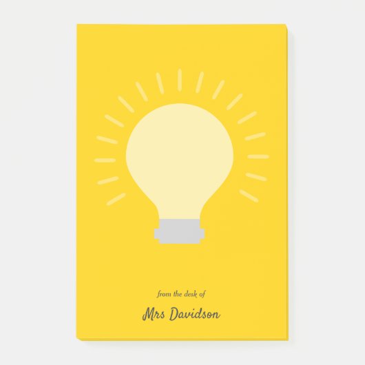 Bright Orange Teacher Light Bulle Post-it Klebezettel (Vorderseite)