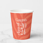 Bright Orange Tropical Class of 2024 Grad Party Pappbecher (Rückseite)
