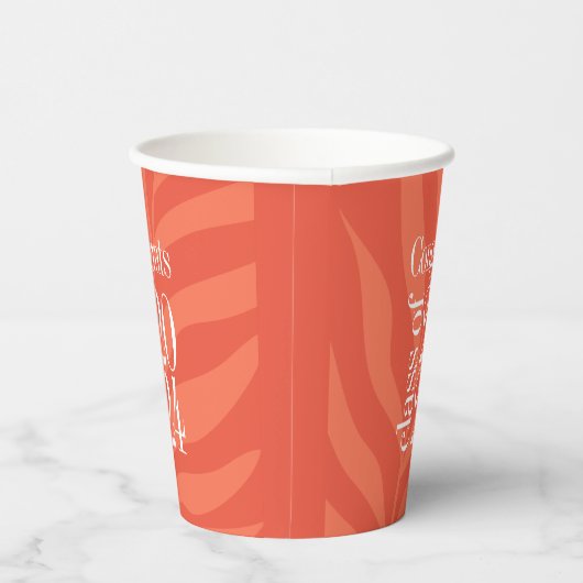 Bright Orange Tropical Class of 2024 Grad Party Pappbecher (Rechts)