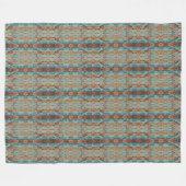 Bright Orange Turquoise Aquamarin Blue Tribal Art Fleecedecke (Vorderseite (Horizontal))
