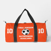 Bright Orange und White Soccer Team Coach Player Duffle Bag (Vorderseite)