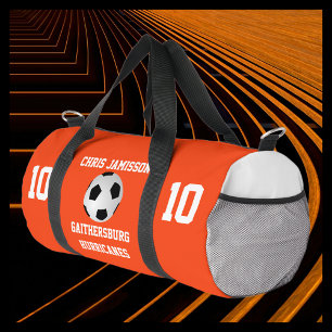 Bright Orange und White Soccer Team Coach Player Duffle Bag