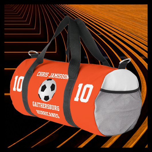 Bright Orange und White Soccer Team Coach Player Duffle Bag