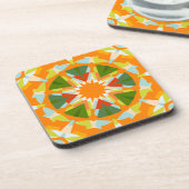 Bright Orange Vibrann Green Star Kitsch Eclectic Getränkeuntersetzer (Linke Seite)