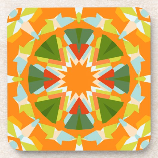 Bright Orange Vibrann Green Star Kitsch Eclectic Getränkeuntersetzer (Vorderseite)