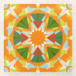 Bright Orange Vibrann Green Star Kitsch Eclectic Glasuntersetzer