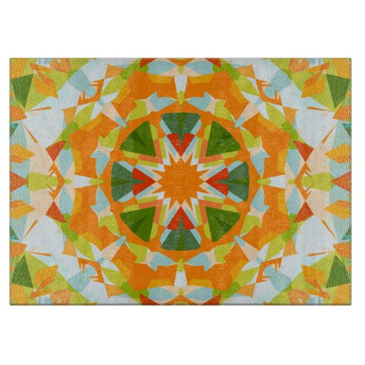 Bright Orange Vibrann Green Star Kitsch Eclectic Schneidebrett (Vorderseite)