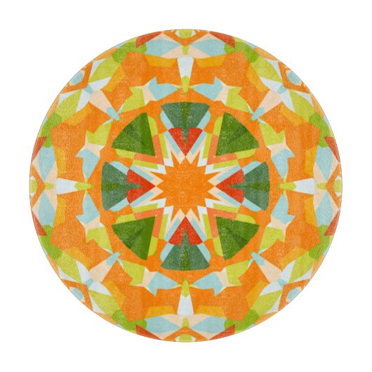 Bright Orange Vibrann Green Star Kitsch Eclectic Schneidebrett (Vorderseite)