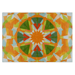 Bright Orange Vibrann Green Star Kitsch Eclectic Schneidebrett