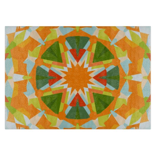 Bright Orange Vibrann Green Star Kitsch Eclectic Schneidebrett (Vorderseite)