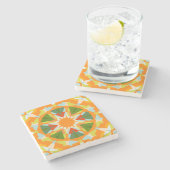 Bright Orange Vibrann Green Star Kitsch Eclectic Steinuntersetzer (Seitenansicht)