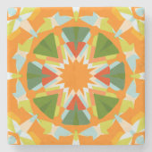 Bright Orange Vibrann Green Star Kitsch Eclectic Steinuntersetzer (Vorderseite)