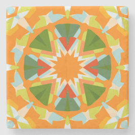 Bright Orange Vibrann Green Star Kitsch Eclectic Steinuntersetzer