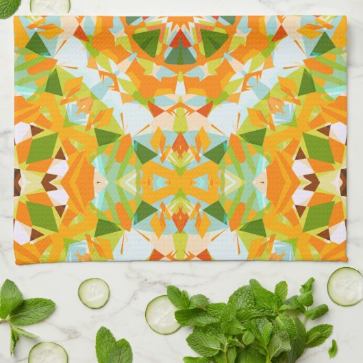 Bright Orange Vibrant Green Star Boho Maximalist Geschirrtuch (Gefaltet)