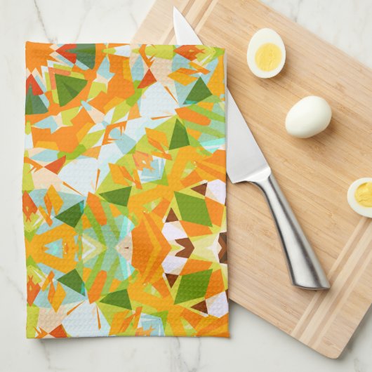 Bright Orange Vibrant Green Star Boho Maximalist Geschirrtuch (Viertel Falte)