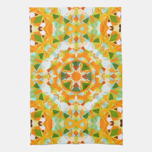 Bright Orange Vibrant Green Star Boho Maximalist Geschirrtuch (Vertikal)