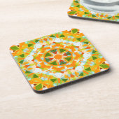 Bright Orange Vibrant Green Star Boho Maximalist Getränkeuntersetzer (Linke Seite)