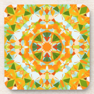 Bright Orange Vibrant Green Star Boho Maximalist Getränkeuntersetzer
