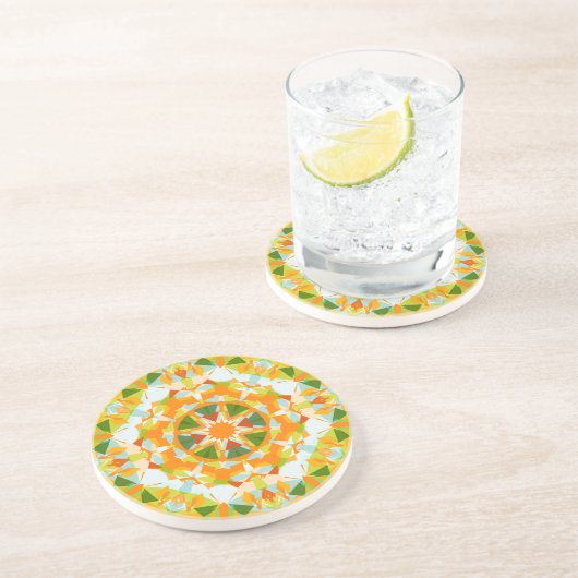 Bright Orange Vibrant Green Star Boho Maximalist Getränkeuntersetzer (Seite)