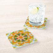 Bright Orange Vibrant Green Star Boho Maximalist Glasuntersetzer (Schrägansicht)