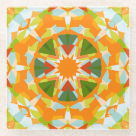 Bright Orange Vibrant Green Star Boho Maximalist Glasuntersetzer
