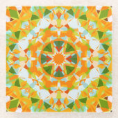 Bright Orange Vibrant Green Star Boho Maximalist Glasuntersetzer (Vorderseite)