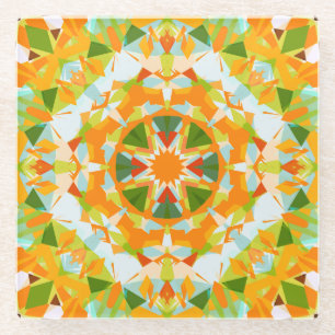 Bright Orange Vibrant Green Star Boho Maximalist Glasuntersetzer