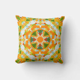 Bright Orange Vibrant Green Star Boho Maximalist Kissen