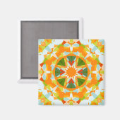 Bright Orange Vibrant Green Star Boho Maximalist Magnet (Vorderseite/Rückseite)