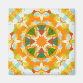 Bright Orange Vibrant Green Star Boho Maximalist Magnet (Vorne)