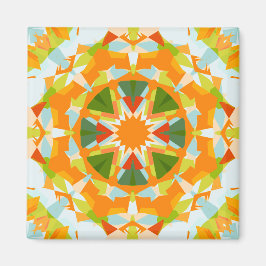 Bright Orange Vibrant Green Star Boho Maximalist Magnet