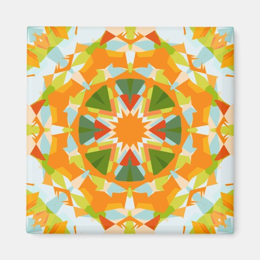 Bright Orange Vibrant Green Star Boho Maximalist Magnet (Vorne)
