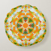 Bright Orange Vibrant Green Star Boho Maximalist Rundes Kissen (Rückseite)
