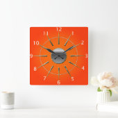 Bright Orange Wall Clock Quadratische Wanduhr (Zuhause)