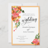 Bright Orange Watercolor Floral Einladung (Vorderseite)