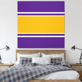 Bright Orange White Royal Lila Racing Stripes Leinwanddruck