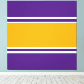 Bright Orange White Royal Lila Racing Stripes Leinwanddruck (Insitu (Holzboden))