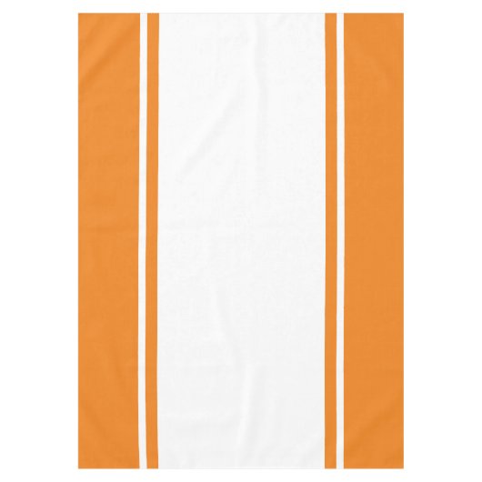 Bright Orange White Wide Summer Racing Streifen Tischdecke (Vorderseite)