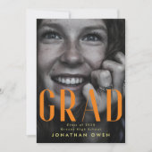 Bright Orange Yellow High School Class Ankündigung (Vorderseite)