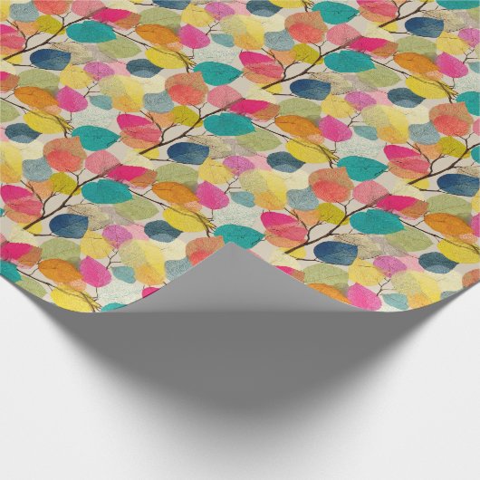  Bright Overlapping Fall Leaves with Black Branch  Geschenkpapier (Ecke)