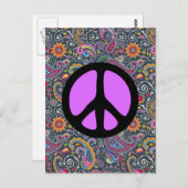 Bright Paisley auf flach schwarz Postkarte (Vorne/Hinten)