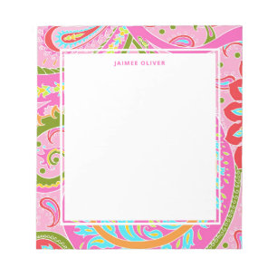 Bright Paisley Pink Personalized Notepad Notizblock