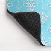 Bright Pale Aqua und White Damask Mousepad (Ecke)