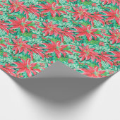 Bright Palm Beach Weihnachten Poinsettia Watercolo Geschenkpapier (Ecke)